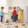 image:imageINFANS Corner Kids Kitchen Wooden Pretend Playset with Telescopic Cart Realistic Lights Sounds Ice Maker Fabric Drawers Microwave Oven Toddler Cooking Toy Gift for Boys Girls Aged 3 WhiteCart White