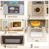 image:imageINFANS Corner Kids Kitchen Wooden Pretend Playset with Telescopic Cart Realistic Lights Sounds Ice Maker Fabric Drawers Microwave Oven Toddler Cooking Toy Gift for Boys Girls Aged 3 WhiteTrash Can Beige