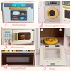 image:imageINFANS Corner Kids Kitchen Wooden Pretend Playset with Telescopic Cart Realistic Lights Sounds Ice Maker Fabric Drawers Microwave Oven Toddler Cooking Toy Gift for Boys Girls Aged 3 WhiteTrash Can Pink