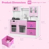 image:imageINFANS Kids Kitchen Play Set Wooden Pretend Play Kitchen with Realistic Lights Sounds Coffee Maker Dishwasher Microwave Oven Foldable Fabric Drawers Toddler Cooking Toys for Boys GirlsPink