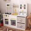 image:imageINFANS Kids Kitchen Play Set Wooden Pretend Play Kitchen with Realistic Lights Sounds Coffee Maker Dishwasher Microwave Oven Foldable Fabric Drawers Toddler Cooking Toys for Boys GirlsWhite