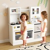 image:imageINFANS Kids Kitchen Play Set Wooden Pretend Play Kitchen with Realistic Lights Sounds Coffee Maker Dishwasher Microwave Oven Foldable Fabric Drawers Toddler Cooking Toys for Boys GirlsWhite