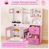 image:imageINFANS Kids Kitchen Play Set Wooden Pretend Play Kitchen with Realistic Lights Sounds Coffee Maker Dishwasher Microwave Oven Foldable Fabric Drawers Toddler Cooking Toys for Boys GirlsPink