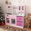 image:imageINFANS Kids Kitchen Play Set Wooden Pretend Play Kitchen with Realistic Lights Sounds Coffee Maker Dishwasher Microwave Oven Foldable Fabric Drawers Toddler Cooking Toys for Boys GirlsPink