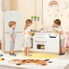 image:imageINFANS Kids Kitchen Playset 2 in 1 Wooden Pretend Play Kitchen with Running Water Fridge Realistic Sounds Lights Toddler Cooking Toys Gift for Boys Girlswith Real Water