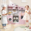 image:imageINFANS Kids Kitchen Playset Toddler Wooden Kitchen Pretend Cooking Toy Set with Coffee Maker Ice Machine Dishwasher Microwave Storage Cabinet Simulation Play Kitchen for Boys Girls 3Pink
