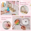 image:imageINFANS Kids Kitchen Playset Toddler Wooden Kitchen Pretend Cooking Toy Set with Coffee Maker Ice Machine Dishwasher Microwave Storage Cabinet Simulation Play Kitchen for Boys Girls 3Pink