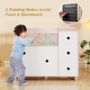 image:imageINFANS Kids Kitchen Playset Toddler Wooden Pretend Cooking Toy Set with Acrylic Drawing Board Ice Machine Dishwasher Cloth Drawer Stove Removable Sink Simulation Play Kitchen for Boys GirlsPink