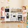 image:imageINFANS Kids Kitchen Playset Toddler Wooden Pretend Cooking Toy Set with Acrylic Drawing Board Ice Machine Dishwasher Cloth Drawer Stove Removable Sink Simulation Play Kitchen for Boys GirlsWhite