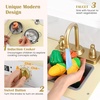 image:imageINFANS Kids Kitchen Playset Toddler Wooden Pretend Cooking Toy Set with Acrylic Drawing Board Ice Machine Dishwasher Cloth Drawer Stove Removable Sink Simulation Play Kitchen for Boys GirlsWhite