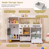 image:imageINFANS Kids Kitchen Playset Toddler Wooden Pretend Cooking Toy Set with Acrylic Drawing Board Ice Machine Dishwasher Cloth Drawer Stove Removable Sink Simulation Play Kitchen for Boys GirlsWhite