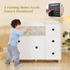 image:imageINFANS Kids Kitchen Playset Toddler Wooden Pretend Cooking Toy Set with Acrylic Drawing Board Ice Machine Dishwasher Cloth Drawer Stove Removable Sink Simulation Play Kitchen for Boys GirlsWhite