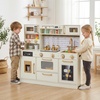 image:imageINFANS Kids Kitchen Playset Wooden Pretend Play Kitchen with Realistic Light Sound Toddler Cooking Toy for Boys Girls Aged 3 Light BeigeLight Beige