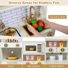 image:imageINFANS Kids Kitchen Playset Wooden Pretend Play Kitchen with Realistic Light Sound Toddler Cooking Toy for Boys Girls Aged 3 Light BeigeLight Beige