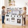 image:imageINFANS Kids Kitchen Playset Wooden Pretend Play Kitchen with Realistic Light Sound Toddler Cooking Toy for Boys Girls Aged 3 Light BeigeWhite