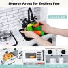 image:imageINFANS Kids Kitchen Playset Wooden Pretend Play Kitchen with Realistic Light Sound Toddler Cooking Toy for Boys Girls Aged 3 Light BeigeWhite