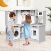 image:imageINFANS Kids Kitchen Playset with Real Running Water Ultimate Wooden Corner Pretend Cooking Set with Simulation Light Sound Stove Storage Cabinet Play Toy GiftGrey Corner