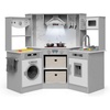 image:imageINFANS Kids Kitchen Playset with Real Running Water Ultimate Wooden Corner Pretend Cooking Set with Simulation Light Sound Stove Storage Cabinet Play Toy GiftGrey with Real Water