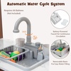 image:imageINFANS Kids Kitchen Playset with Real Running Water Ultimate Wooden Corner Pretend Cooking Set with Simulation Light Sound Stove Storage Cabinet Play Toy GiftBrown with Real Water