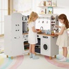 image:imageINFANS Kids Kitchen Playset with Real Running Water Ultimate Wooden Corner Pretend Cooking Set with Simulation Light Sound Stove Storage Cabinet Play Toy GiftWhite Corner