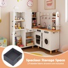 image:imageINFANS Kids Kitchen Playset with Real Running Water Ultimate Wooden Corner Pretend Cooking Set with Simulation Light Sound Stove Storage Cabinet Play Toy GiftWhite Corner