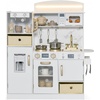 image:imageINFANS Kids Kitchen Playset with Real Running Water Ultimate Wooden Corner Pretend Cooking Set with Simulation Light Sound Stove Storage Cabinet Play Toy Giftwith Light