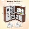image:imageINFANS Kids Kitchen Playset with Real Running Water Ultimate Wooden Corner Pretend Cooking Set with Simulation Light Sound Stove Storage Cabinet Play Toy GiftBrown with Real Water