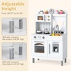 image:imageINFANS Kids Kitchen Wooden Pretend Playset with Adjustable Heights Realistic Sounds Ice Maker Microwave Oven Toddler Cooking Toy Gift for Boys Girls Aged 3White