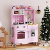 image:imageINFANS Kids Kitchen Wooden Pretend Playset with Adjustable Heights Realistic Sounds Ice Maker Microwave Oven Toddler Cooking Toy Gift for Boys Girls Aged 3Pink