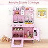 image:imageINFANS Kids Kitchen Wooden Pretend Playset with Adjustable Heights Realistic Sounds Ice Maker Microwave Oven Toddler Cooking Toy Gift for Boys Girls Aged 3Pink