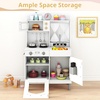 image:imageINFANS Kids Kitchen Wooden Pretend Playset with Adjustable Heights Realistic Sounds Ice Maker Microwave Oven Toddler Cooking Toy Gift for Boys Girls Aged 3White