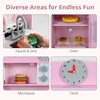 image:imageINFANS Kids Kitchen Wooden Pretend Playset with Adjustable Heights Realistic Sounds Ice Maker Microwave Oven Toddler Cooking Toy Gift for Boys Girls Aged 3Pink