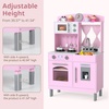 image:imageINFANS Kids Kitchen Wooden Pretend Playset with Adjustable Heights Realistic Sounds Ice Maker Microwave Oven Toddler Cooking Toy Gift for Boys Girls Aged 3Pink