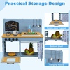 image:imageINFANS Mud Kitchen Wood Pretend Play Kitchen with Running Water Removable Sand Sink Cover Cloth Faucet Chalkboard Stoves Toddle