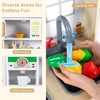 image:imageINFANS Play Kitchen for Kids Wooden Pretend Playset with Adjustable Heights Rattan Door Blackboard Realistic Lights Sounds Toddler Cooking Toy Gift for Boys Girls Aged 3White
