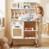 image:imageINFANS Play Kitchen for Kids Wooden Pretend Playset with Adjustable Heights Rattan Door Blackboard Realistic Lights Sounds Toddler Cooking Toy Gift for Boys Girls Aged 3White