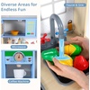 image:imageINFANS Play Kitchen for Kids Wooden Pretend Playset with Adjustable Heights Rattan Door Blackboard Realistic Lights Sounds Toddler Cooking Toy Gift for Boys Girls Aged 3Blue
