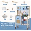 image:imageINFANS Play Kitchen for Kids Wooden Pretend Playset with Adjustable Heights Rattan Door Blackboard Realistic Lights Sounds Toddler Cooking Toy Gift for Boys Girls Aged 3Blue