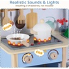 image:imageINFANS Play Kitchen for Kids Wooden Pretend Playset with Adjustable Heights Rattan Door Blackboard Realistic Lights Sounds Toddler Cooking Toy Gift for Boys Girls Aged 3Blue