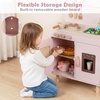 image:imageINFANS Play Kitchen for Kids Wooden Pretend Playset with Rattan Door Realistic Sounds Towel Rack Toddler Cooking Toy Gift for Boys Girls Aged 3Pink