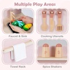 image:imageINFANS Play Kitchen for Kids Wooden Pretend Playset with Rattan Door Realistic Sounds Towel Rack Toddler Cooking Toy Gift for Boys Girls Aged 3Pink