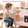 image:imageINFANS Play Kitchen for Kids Wooden Pretend Playset with Rattan Door Realistic Sounds Towel Rack Toddler Cooking Toy Gift for Boys Girls Aged 3Pink