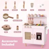 image:imageINFANS Play Kitchen for Kids Wooden Pretend Playset with Rattan Door Realistic Sounds Towel Rack Toddler Cooking Toy Gift for Boys Girls Aged 3Pink