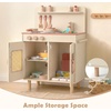 image:imageINFANS Play Kitchen for Kids Wooden Pretend Playset with Rattan Door Realistic Sounds Towel Rack Toddler Cooking Toy Gift for Boys Girls Aged 3White