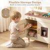 image:imageINFANS Play Kitchen for Kids Wooden Pretend Playset with Rattan Door Realistic Sounds Towel Rack Toddler Cooking Toy Gift for Boys Girls Aged 3White