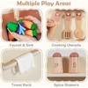 image:imageINFANS Play Kitchen for Kids Wooden Pretend Playset with Rattan Door Realistic Sounds Towel Rack Toddler Cooking Toy Gift for Boys Girls Aged 3White