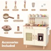 image:imageINFANS Play Kitchen for Kids Wooden Pretend Playset with Rattan Door Realistic Sounds Towel Rack Toddler Cooking Toy Gift for Boys Girls Aged 3White