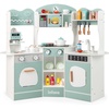image:imageINFANS Corner Kids Kitchen Playset Toddler Wooden Pretend Cooking Set with Lights Sounds Coffee Machine Washing Dishwasher Stove Removable Sink Storage Simulation Play Kitchen ToyBlue