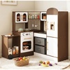 image:imageINFANS Corner Kids Kitchen Wooden Pretend Playset with Telescopic Cart Realistic Lights Sounds Ice Maker Fabric Drawers Microwave Oven Toddler Cooking Toy Gift for Boys Girls Aged 3 WhiteCart Brown
