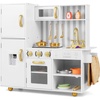 image:imageINFANS Kid Kitchen Playset Toddler Wooden Pretend Cooking Set with Realistic Light amp Sound Stove Sink Microwave Storage Cabinet Play Kitchen Toy Set for Children Boys GirlsGold